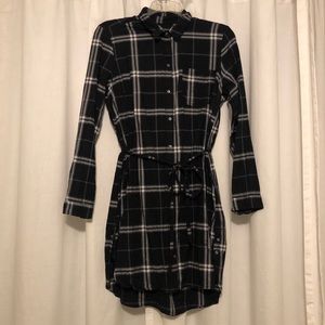 Abercrombie & Fitch Tie-Waist Flannel Shirt Dress